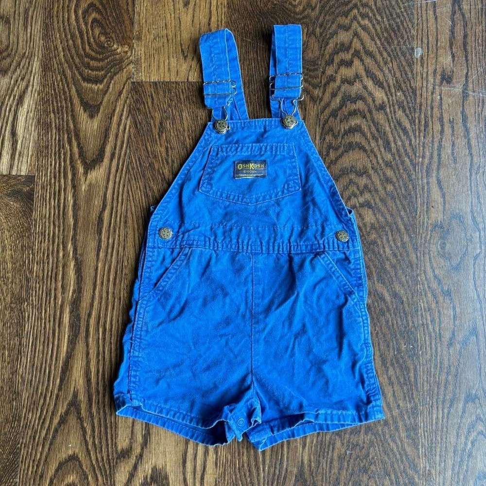 Vtg OshKosh Bgosh Royal Blue Shortalls Overalls 3T Vestbak Made in USA 80s 90s